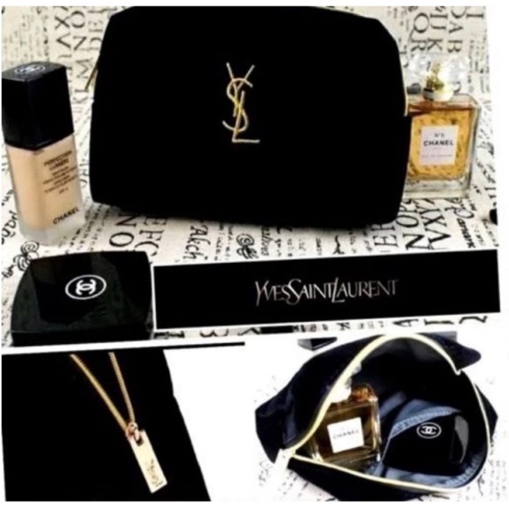 Saint Laurent VIP GWP Black Velvet Logo Chain Crossbody Bag - Picture 5 of 9